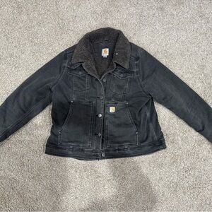 Carhartt Black Sherpa-Lined Jean Jacket